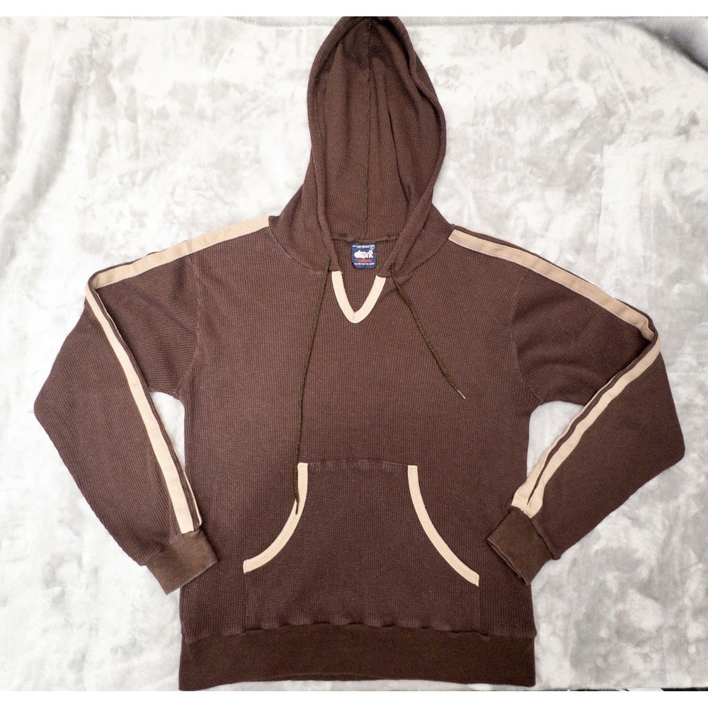Vtg Esprit Hoodie Womens Large Made In USA Waffle Shirt Casual Workout